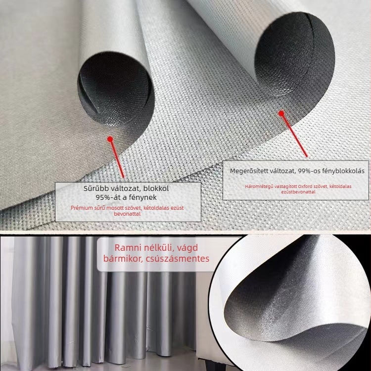 Vastagított blackout függönyanyag, készre, teljes árnyékolás, fényblokkoló anyag, tartalmaz 10 kampót
