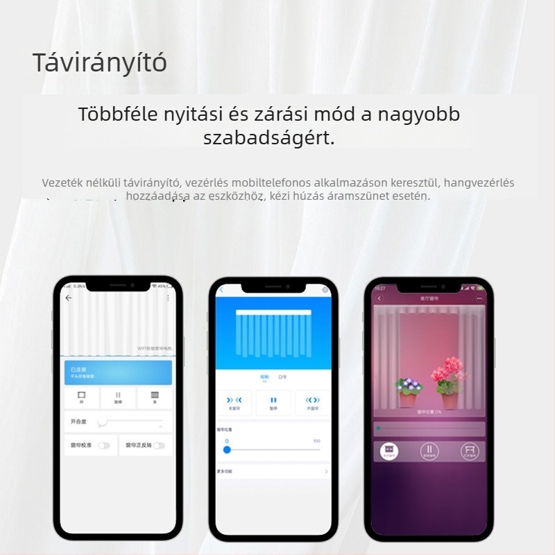 Elektromos függöny sín, teljesen automata, vezérlés alkalmazáson keresztül és hangutasítások, rejtett kígyó alakú sín