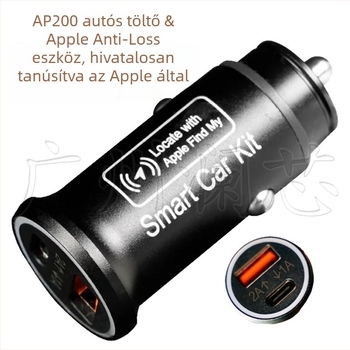 AP200 iOS-hez készült autós töltő anti-lost nyomkövetővel, GPS, közvetlen dugaszolású áramellátás, cigaretta-töltőcsatlakozás