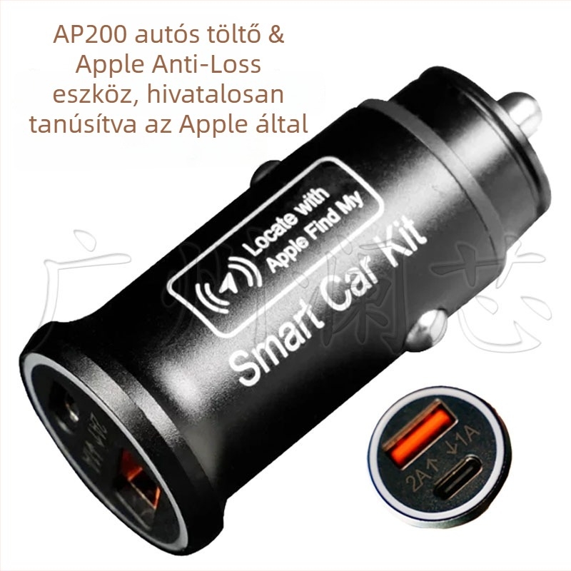 AP200 iOS-hez készült autós töltő anti-lost nyomkövetővel, GPS, közvetlen dugaszolású áramellátás, cigaretta-töltőcsatlakozás