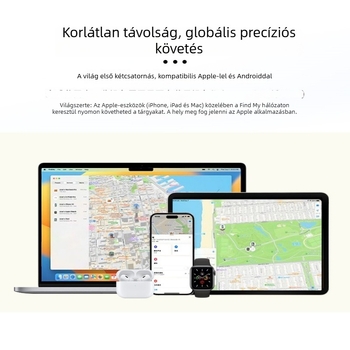K2 Pro okos elvesztés elleni nyomkövető, ABS ház, 110 mAh akkumulátor, korlátlan vezeték nélküli hatótáv, univerzális kompatibilitás