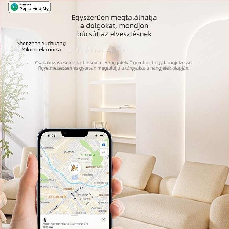 Bluetooth-lokátor értéktárgyakhoz – 8 g, műanyag ház, gombos elem, iOS-kompatibilis