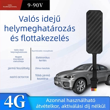 Jármű GPS-nyomkövető X18 5 m-es pontossággal, beépített antenna, tápegység 9-90V, valós idejű térkép, elektronikus kerítésriasztás, trajektória visszajátszás