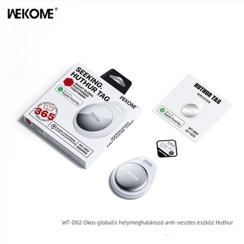 WEKOME WT-D02 Anti-Lost Lokátor iOS-hez – 230 mAh akkumulátor, ABS ház, 7,65 g, USB 2.0 interfész