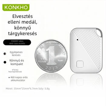 AirTag-kompatibilis anti-eltűnés elleni nyaklánc nyomkövető Bluetooth, körülbelül 50 m hatótávolság, CR2025 3V elem, ABS ház, riasztás