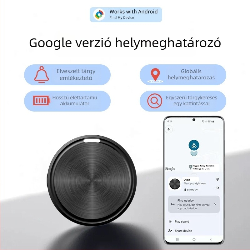 Android GPS nyomkövető F08 — hordozható nyomkövető idős embereknek, háziállatoknak és gyerekeknek (F08, 210 mAh, 9 g, ABS, CR2032)