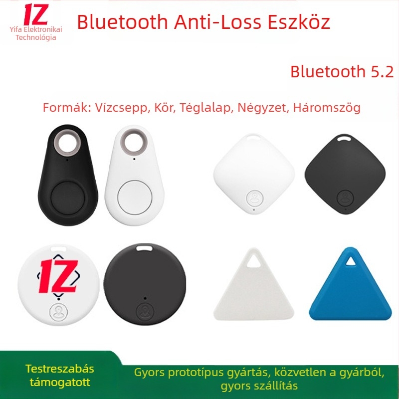 Bluetooth 5.2 Anti-Lost Selfie Távirányító Lokátorral, Kétirányú Riasztás, Hatótávolság 15–30 m, CR2032 elem