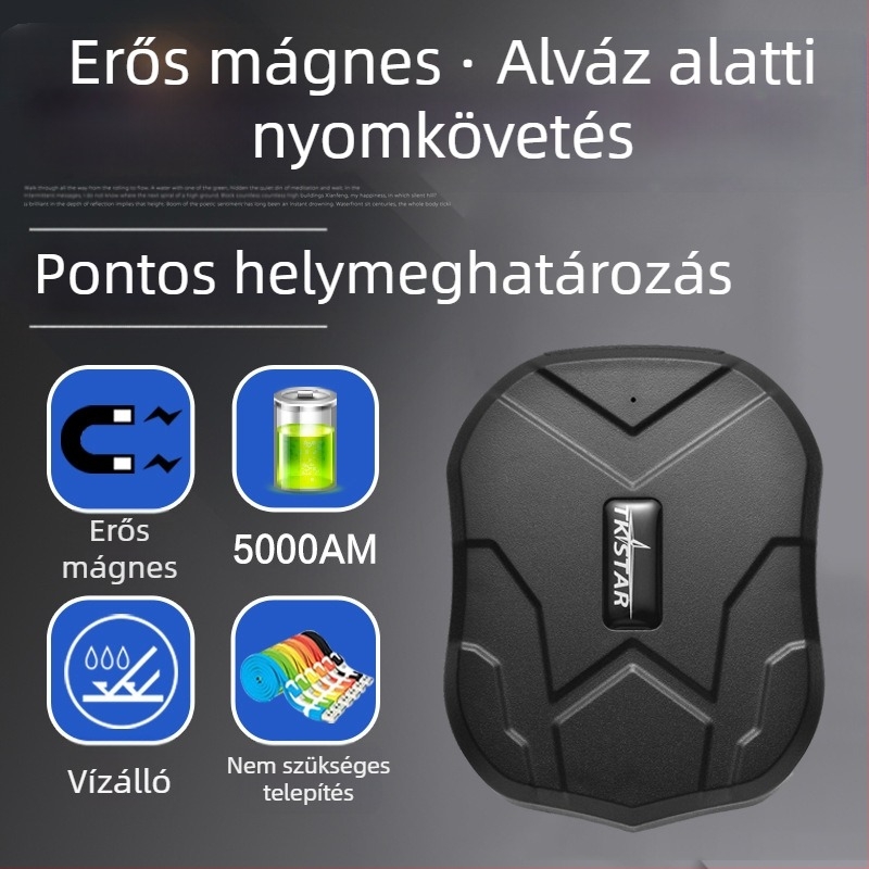 TK905 2G mágneses autó GPS nyomkövető – 5000mAh akkumulátor, GPS pontosság 5 m, IP65 vízálló, hosszú készenlét
