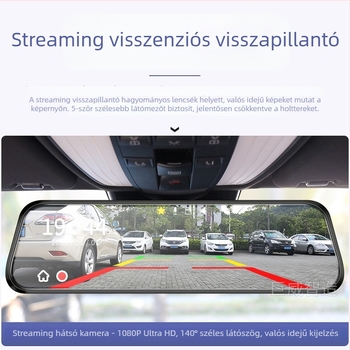 Autóvisszapillantító DVR elöl-hátul dupla kamera, érintőképernyő, 1296P, 140°-os látószög, F2.0 diafragma