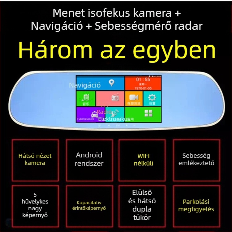 X6 kettős lencsés autós dash kamera, 170° széles látószög, ciklusfelvétel, támogatja TF kártyát 32GB-ig