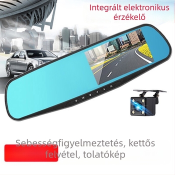 Kétkamerás autós dash cam elő- és hátsó kamerával, éjjellátás, hátrameneti kép, vezeték nélküli parkolásfigyelés