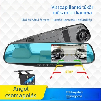 Kétkamerás autós dash cam elő- és hátsó kamerával, éjjellátás, hátrameneti kép, vezeték nélküli parkolásfigyelés