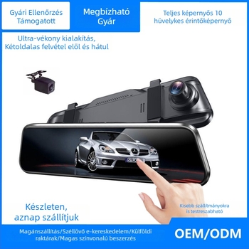 10 hüvelykes kettős lencsés autós dashcam a tolató tükrön, 1080p, 170° látószög, WIFI, TF memóriakártya tárolás