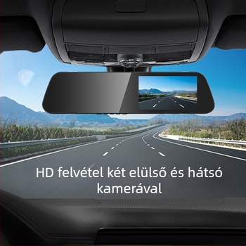 Autó visszapillantó tükör DVR – dupla felvétel előre és hátra, 1080p, 5,5 hüvelykes érintőképernyő, 170° látószög, ciklikus felvétel