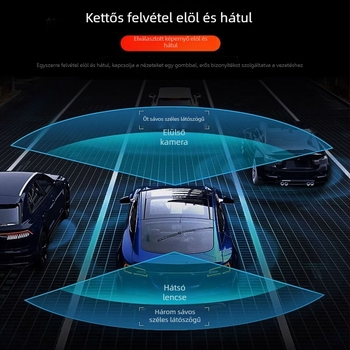 Autó visszapillantó tükör DVR – dupla felvétel előre és hátra, 1080p, 5,5 hüvelykes érintőképernyő, 170° látószög, ciklikus felvétel