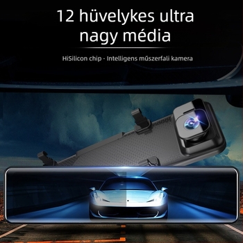 Új 12 hüvelykes autós dash cam kettős lencsével, éjszakai felvétel 2K/4K, Wi-Fi, GPS útvonal nyomkövetés, DVR