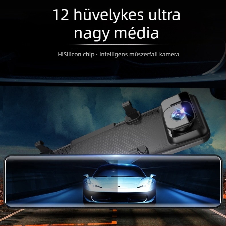 Új 12 hüvelykes autós dash cam kettős lencsével, éjszakai felvétel 2K/4K, Wi-Fi, GPS útvonal nyomkövetés, DVR