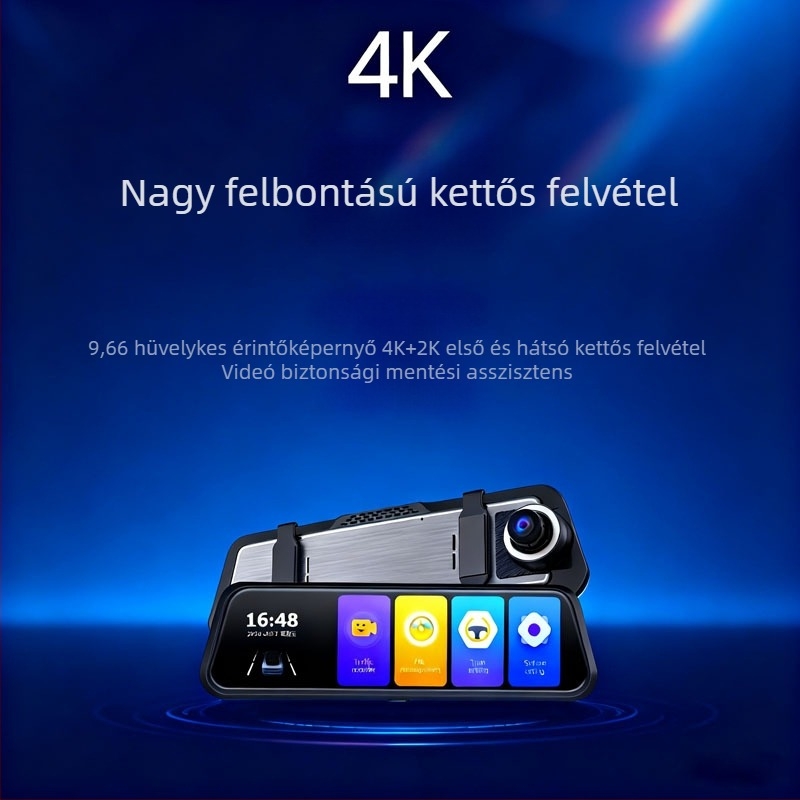 4K csillagfényes éjjellátású, 10 colos tükrös dash cam, kettős felvétellel, továbbfejlesztett éjjellátás