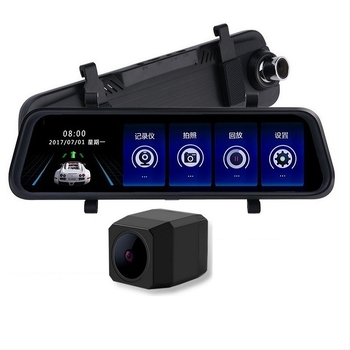 10 hüvelykes kettős lencsés intelligens tolató tükör, autó DVR, 1080p, 170° látószög, előre és hátra felvétel, éjszakai látás