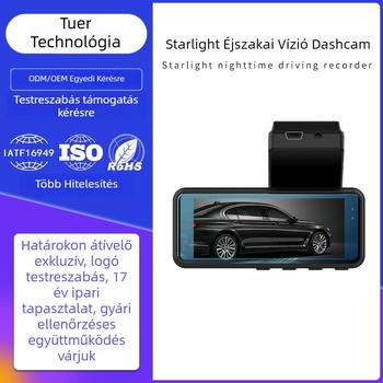 Dz 772 Autós tükörbe épített dash kamera éjszakai látással, kettős lencsével, 160° látószög, 12MP, TF-kártya 128GB-ig, szélvédőre rögzíthető, 12V tápegység