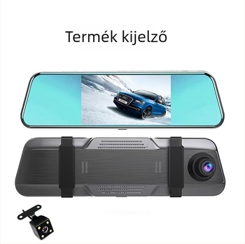 Kétlencsés autós dash cam érintőképernyővel, 10 hüvelykes, 2160p, elő- és hátsó kamera, Wi-Fi, mozgásérzékelés, parkolási mód, éjszakai látás, gyorsulás-érzékelő