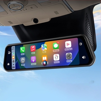 CarPlay kettős objektív dash cam, 2160P elöl/hátul felvétel, 170° látószög, WiFi és Bluetooth, visszapillantó tükör