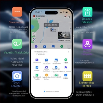 4G távoli megfigyelőrendszer felhő alapú felvétellel, elő- és hátsó kettős kamera, GPS helymeghatározás, 2160P felbontás