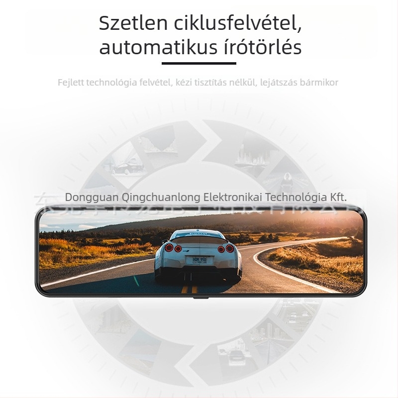 1080p-s kettős objektívű autós dash kamera éjjellátással, hangvezérléssel és érintőképernyővel