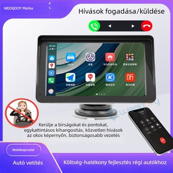 Járműre szerelt intelligens kijelző vezeték nélküli vetítéssel, X70 modell, Linux OS, négymagos, Apple CarPlay és Huawei HiCar támogatás, térképek: Amap/Baidu/Tencent