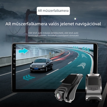 AR Gaode valós idejű Androidos nagy képernyős navigáció, USB autós DVR, ADAS, kettőslencsés, 1080p
