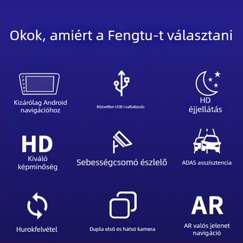 AR Gaode valós idejű Androidos nagy képernyős navigáció, USB autós DVR, ADAS, kettőslencsés, 1080p