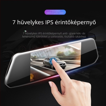 Autó tükrös dash cam elől és hátul dupla lencsékkel, 1080p HD éjszakai látás, DVR