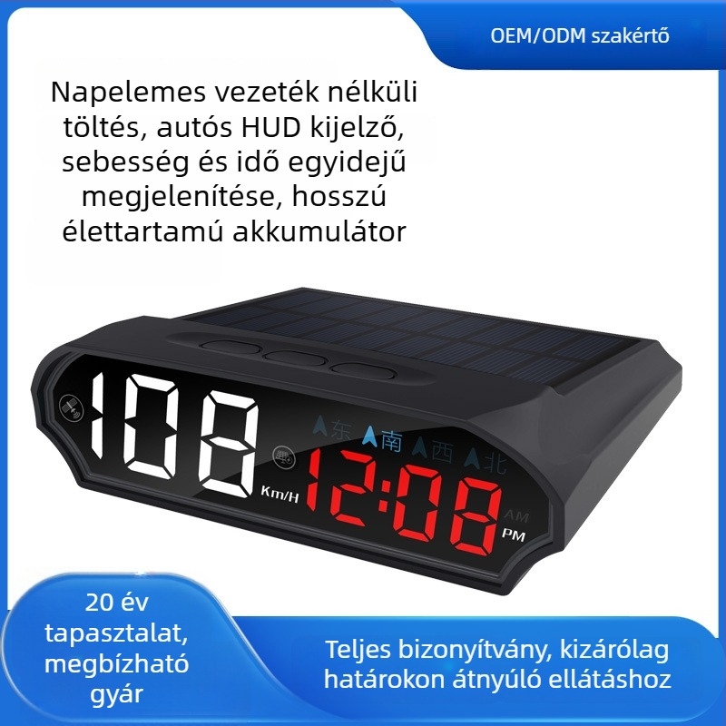 Napelemes HUD autóhoz radaros sebességmérővel, vezeték nélküli GPS, egyszerű kivitel — AOEDI márka, Shenzhen eredetű, USB tápegység, Tömeg 0,2 kg