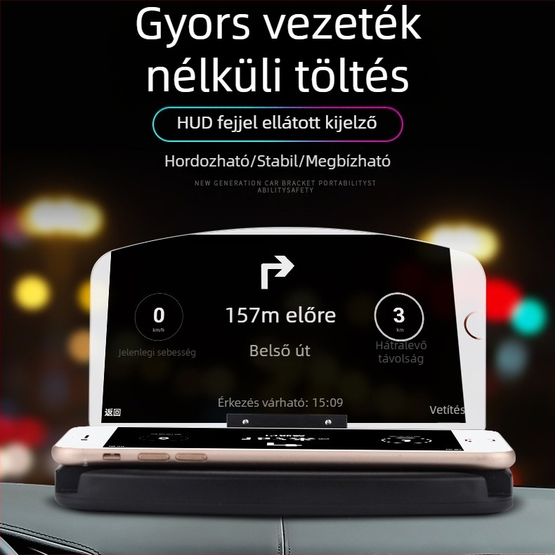 Autótelefon-tartó HUD kijelzővel, XC90 modell, műanyag ház, univerzális kompatibilitás, testreszabás támogatott