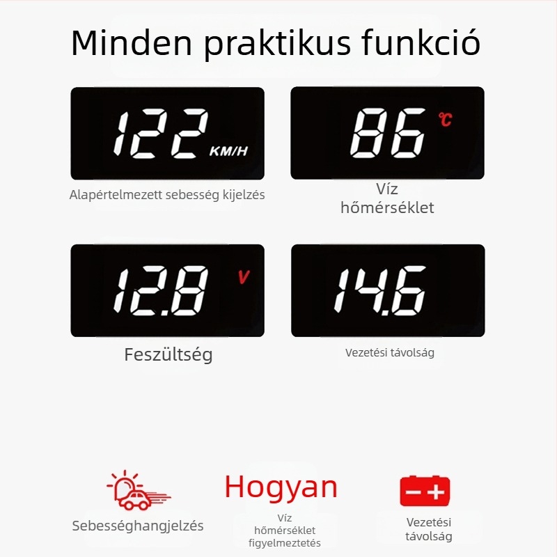 Autó HUD kijelző A100, OBD-projekció, akkumulátoros tápegység, kézi vezérlés