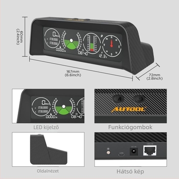 GPS HUD autófej fölötti kijelző dőlésszögmérővel – X90 GPS HUD, univerzális kompatibilitás, digitális projektor, működési hőmérséklet 0–40°C