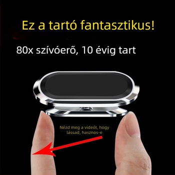 Autóba szerelhető mágneses telefontartó, ragasztópasztás rögzítéssel, cinkötvözetből készült, univerzális kompatibilitás