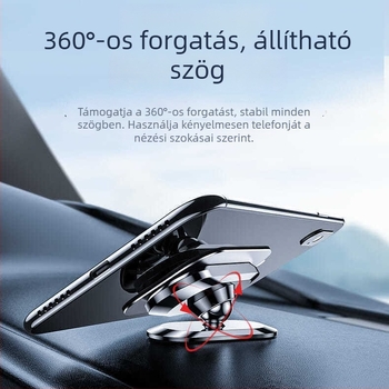 Autóba szerelhető mágneses telefontartó, ragasztópasztás rögzítéssel, cinkötvözetből készült, univerzális kompatibilitás