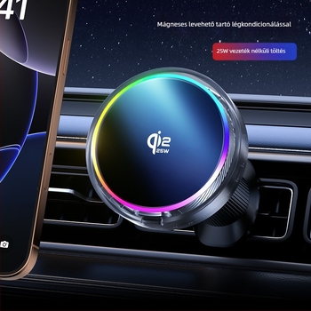 Qi2.2 mágneses autós telefontartó vezeték nélküli töltéssel, rezgéscsillapító, rögzítés a szellőzőn, univerzális műanyag tartó