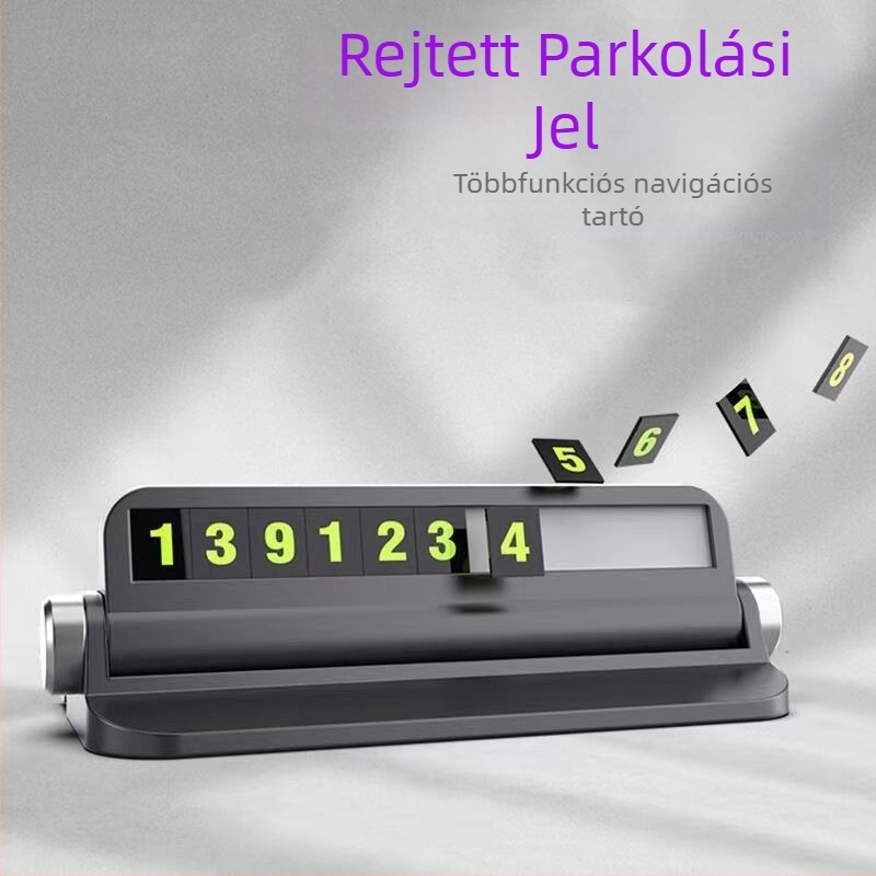 XHD autós telefontartó, Lazy Stand típus, műanyagból, rejtett ID-klip és multifunkciós parkolókártya