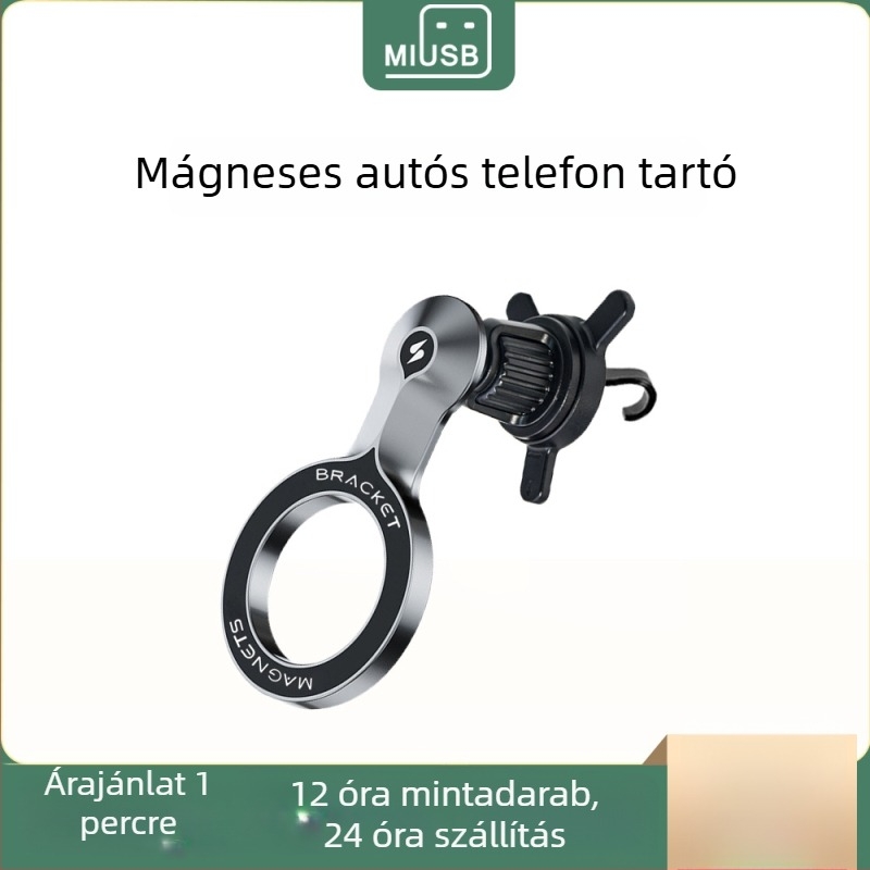 Mágneses autós telefontartó a szellőzőnyílásra szerelhető, univerzális, MagSafe-kompatibilis, stabil navigációs tartó