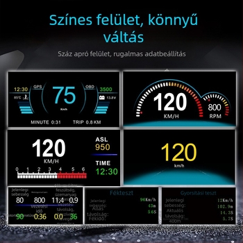 C1 HUD autókhoz – optikai lencsés HUD, HD felbontás, OBD2+GPS/BeiDou jelek, OBD-s tápellátás, kézi vezérlés, univerzális