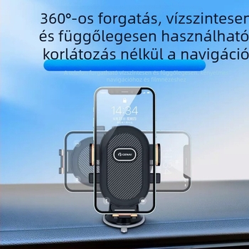 GN-Z03 Gravitációs autós tartó, alumínium konstrukció, erős vákuumcsésze, 360°-os forgás, vízszintes és függőleges használat