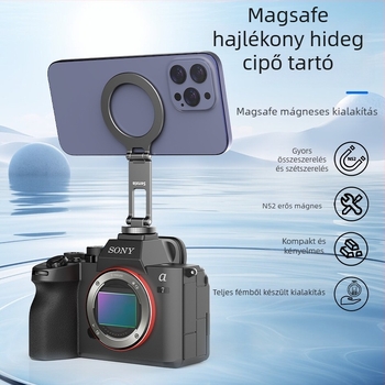 MagSafe összecsukható fémből készült telefon tartó, vízszintes és függőleges felvételhez, monitor támogatással