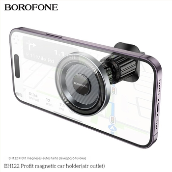 BOROFONE BH122 Autóban használható mágneses kör alakú tartó telefonhoz a klímaberendezés ventilációs nyílásához, snap-in, univerzális, PC+ABS