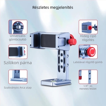 PH78 Damping-szabályozható mobiltartó hideg cipővel, vízszintes és függőleges forgással, alumíniumötvözet