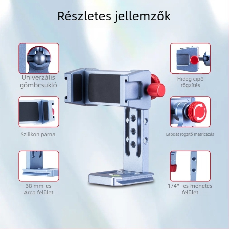 PH78 Damping-szabályozható mobiltartó hideg cipővel, vízszintes és függőleges forgással, alumíniumötvözet