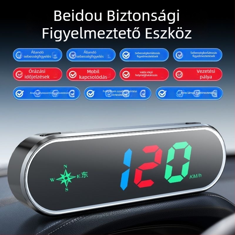 Autó radar figyelmeztető készülék Beidou HUD-del, hangos sebességjelentés és figyelmeztető riasztások — Termékkód: 41741z64h75252; Testreszabás elérhető; Funkció: különböző figyelmeztetési részek
