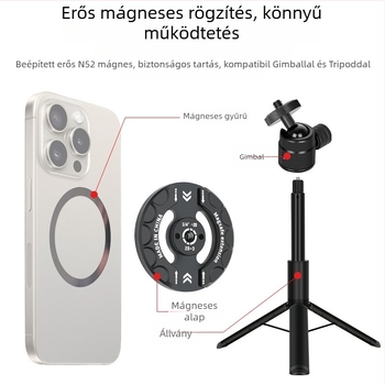 Autótelefon-tartó – MagSafe mágneses alap, univerzális 1/4-es csavaros nyílás, alumínium ötvözet, dupla hideg cipő