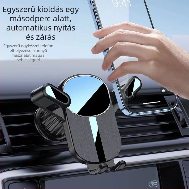 Autótelefon tartó a légcsatornára, klipszes navigációs tartóval és mágneses tartóval, műanyagból, univerzális